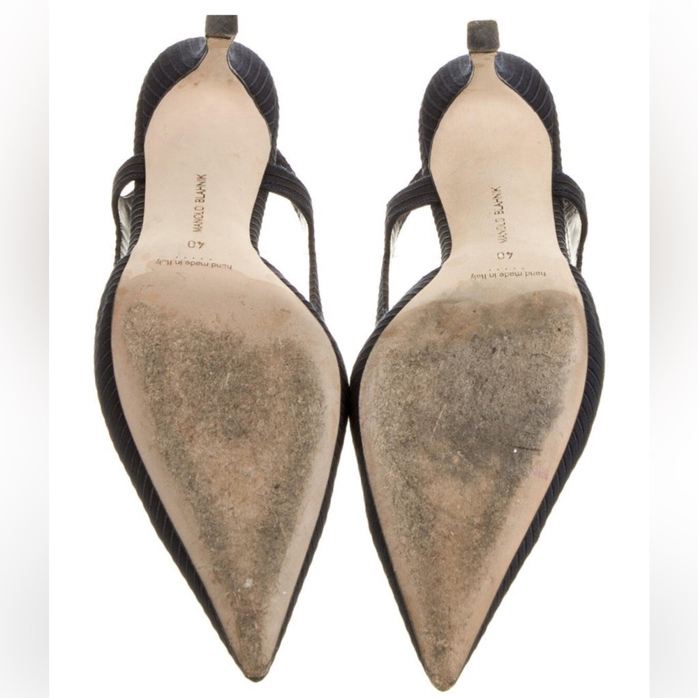 Manolo Blahnik Textured Navy Heels - Picture 4 of 6